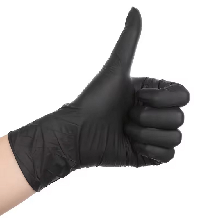 9 Inch Black Disposable Flexible Nitrile Gloves