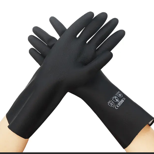 28mil thick heavy duty cotton flock lined durable rubber gloves latex